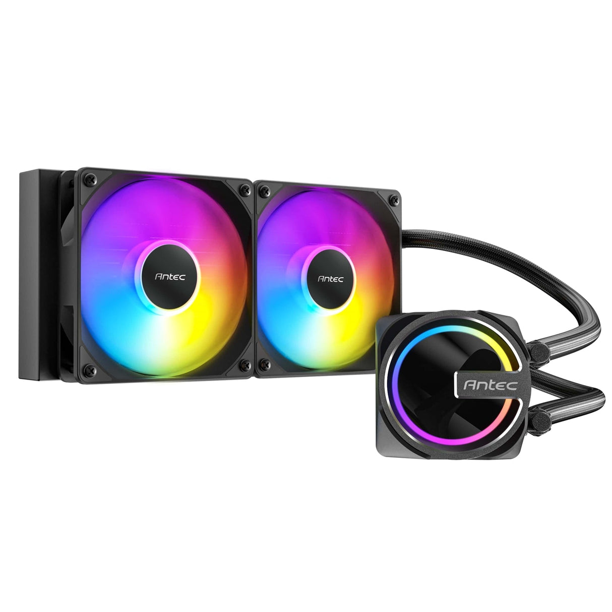 Antec Skeleton 240 ARGB Liquid CPU Cooler, Universal Socket, Black, 240mm Radiator, PWM up to 2000 RPM Cooling Fans, Addressable RGB LED Lighting