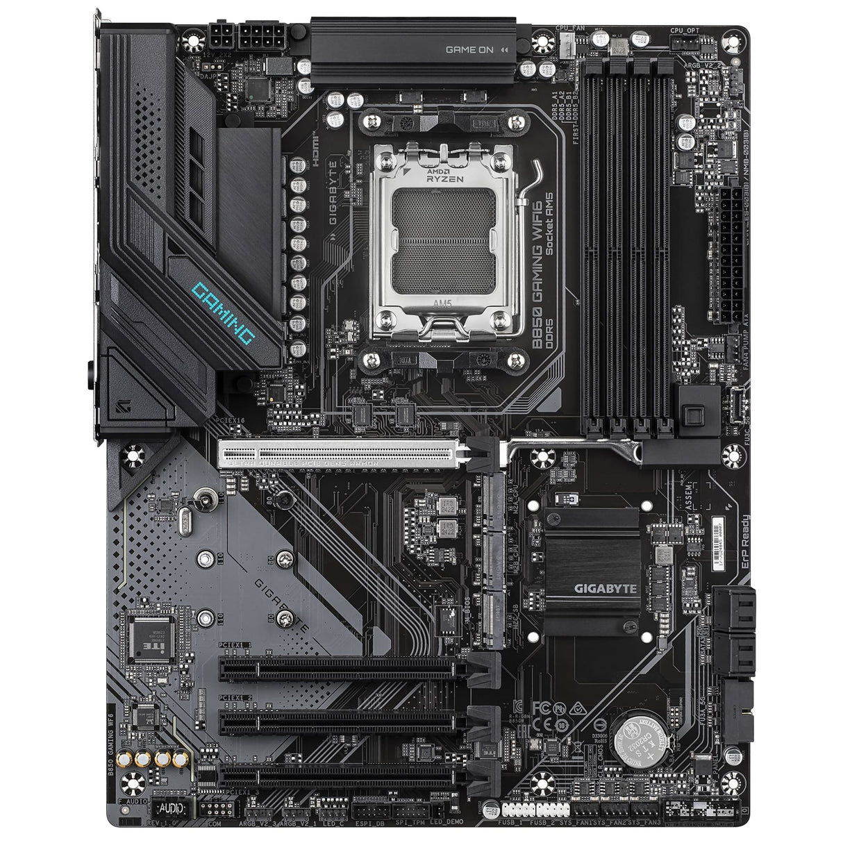 Gigabyte B850 GAMING WIFI6 AMD AM5 Socket Motherboard, ATX, 4x DDR5 Slots, 3x M.2 Sockets, Fitted I/O Shield, GbE LAN, Wi-Fi 6, 1x DisplayPort / 1x HDMI Port