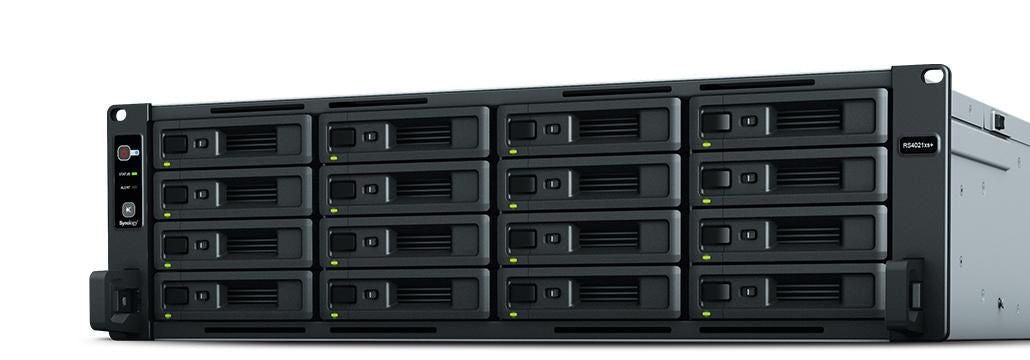 Synology Intel Xeon D-1541, 8-core 2.1 (base) / 2.7 (turbo) GHz, 16 GB DDR4 ECC UDIMM, 16 Drive Bays, 3U