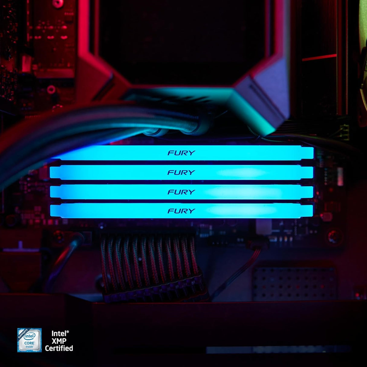 Kingston FURY Beast KF432C16BB2AK2/32 32GB (2x 16GB) DIMM System Memory, 3200MHz, DDR4, CL16, Black, RGB, Intel XMP