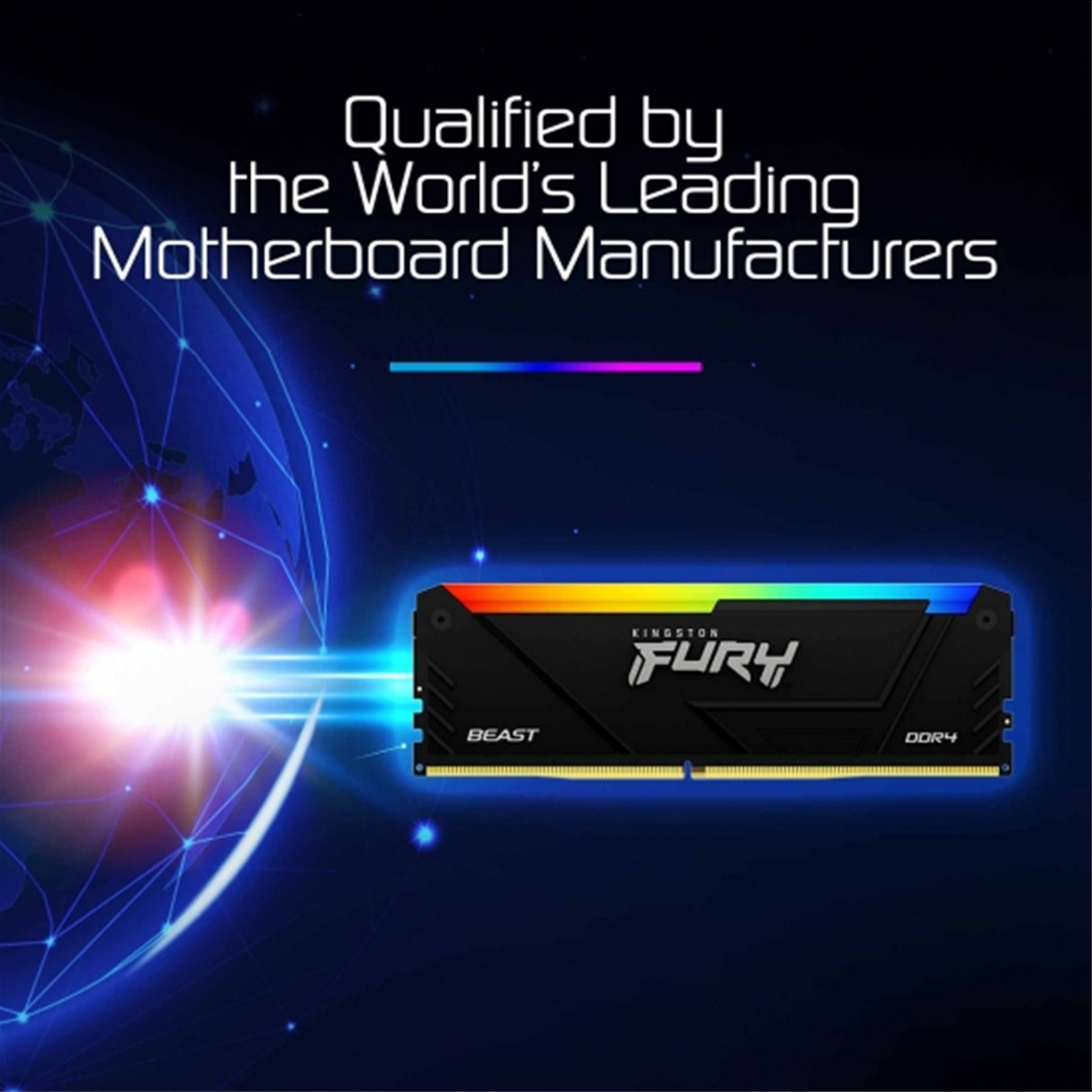 Kingston FURY Beast KF436C18BB2AK2/64 64GB (2x 32GB) DIMM System Memory, 3600MHz, DDR4, CL18, Black, RGB, Intel XMP