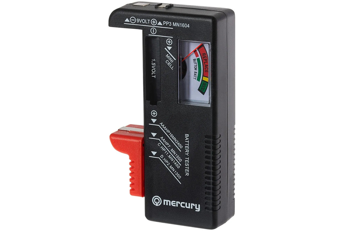 Universal Analogue Battery Tester for AA, AAA, C, D, 9V PP3 & Coin Button Cells