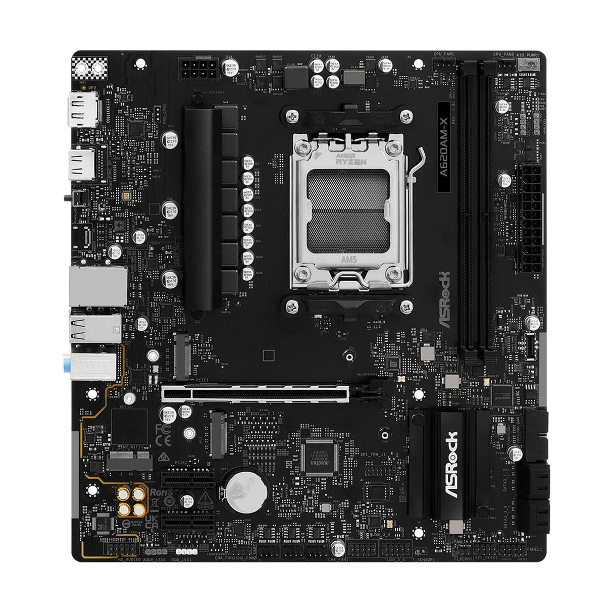 ASRock A620AM-X AMD Socket AM5 Motherboard, 2x DDR5 Slots, 2x M.2 Socket, 2.5GbE LAN, 1x HDMI Port / 1x Display Port