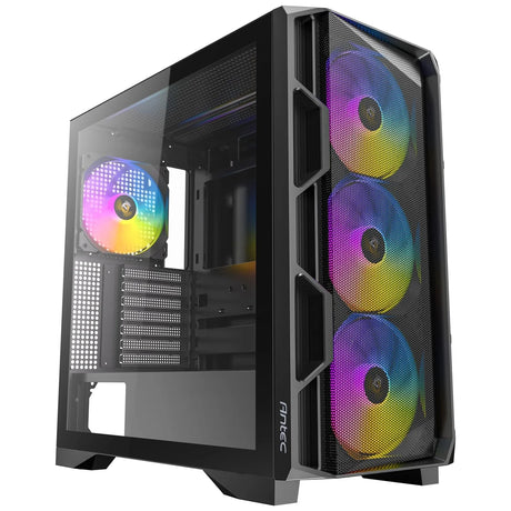 Antec AX1000 ARGB Mid-Tower Gaming PC Case, Full Mesh Front, Tempered Glass, Steel/Plastic, 4 x 120mm ARGB Fans, E-ATX, ATX/Micro-ATX/ITX Compatible