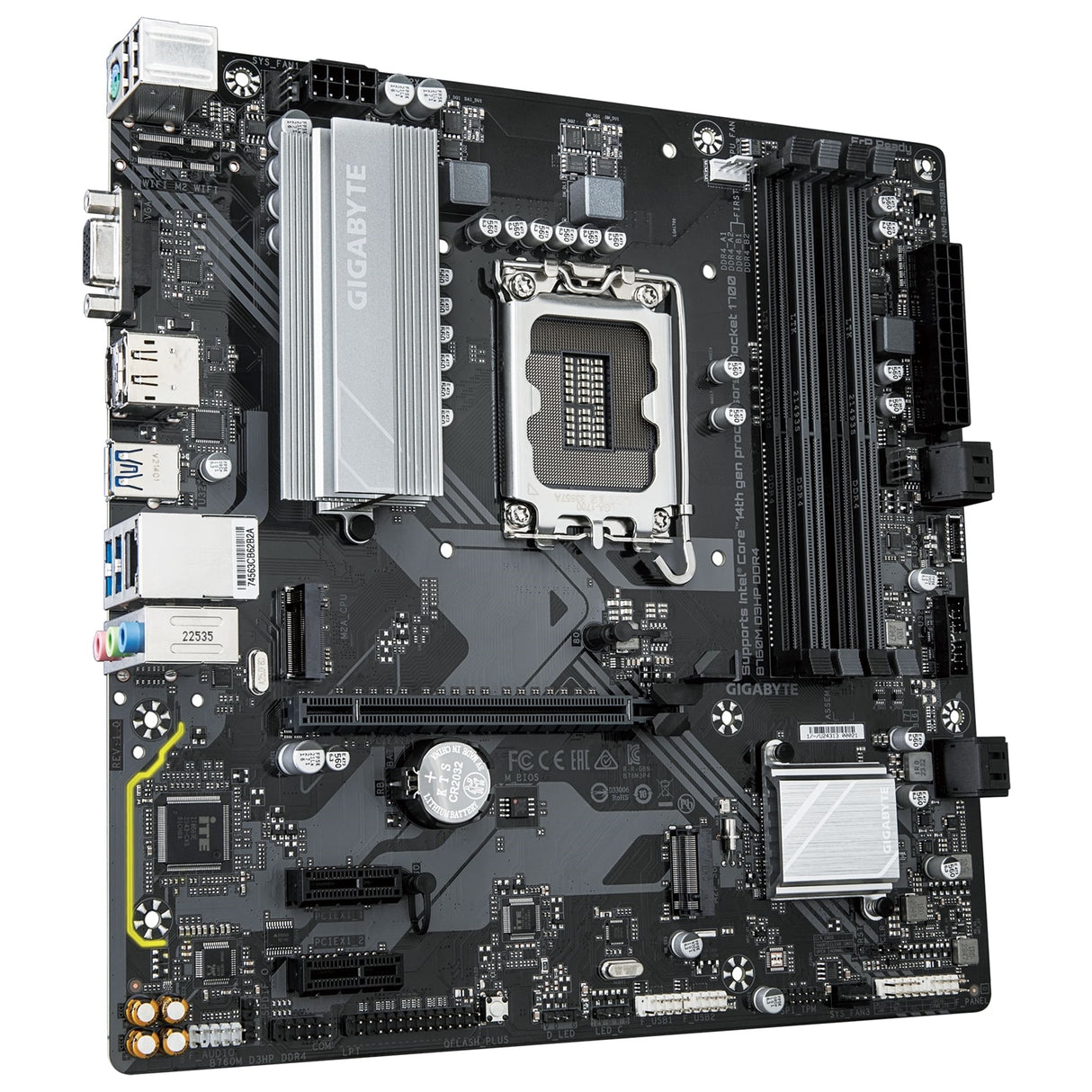 Gigabyte B760M D3HP DDR4 Intel 1700 Socket Motherboard, Micro-ATX, 4x DDR4 Slots, 2x M.2 Sockets, GbE LAN, 1x D-Sub / 1x DisplayPort / 1x HDMI Port