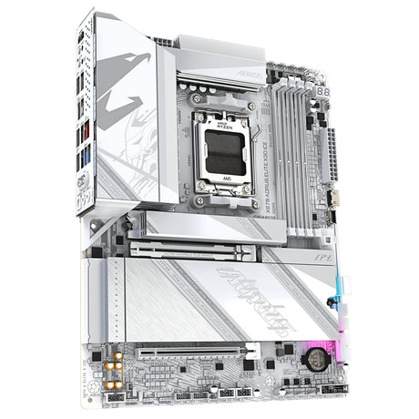 Gigabyte X870 AORUS ELITE X3D ICE AMD AM5 Socket Motherboard, ATX, 4x DDR5 Slots, 4x M.2 Socket, 5GbE LAN, WiFi 7, 1x HDMI Port / 2x USB-C (USB4)