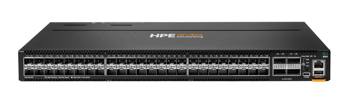 Hewlett Packard Enterprise Aruba Networking CX 8100 48x10G SFP+ 4x40/100G QSFP28 BF Airflow 3F 2AC PSU Switch Bdl
