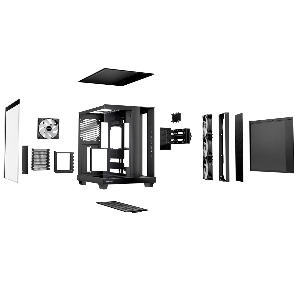 be quiet! Light Base 500 LX BGW85 Mid-Tower Case, Tempered Glass, 4 x ARGB Light Wings LX Fans, High Airflow ATX Case, USB-C 10Gbps, 400mm GPU Support, Vertical GPU Mount, Black