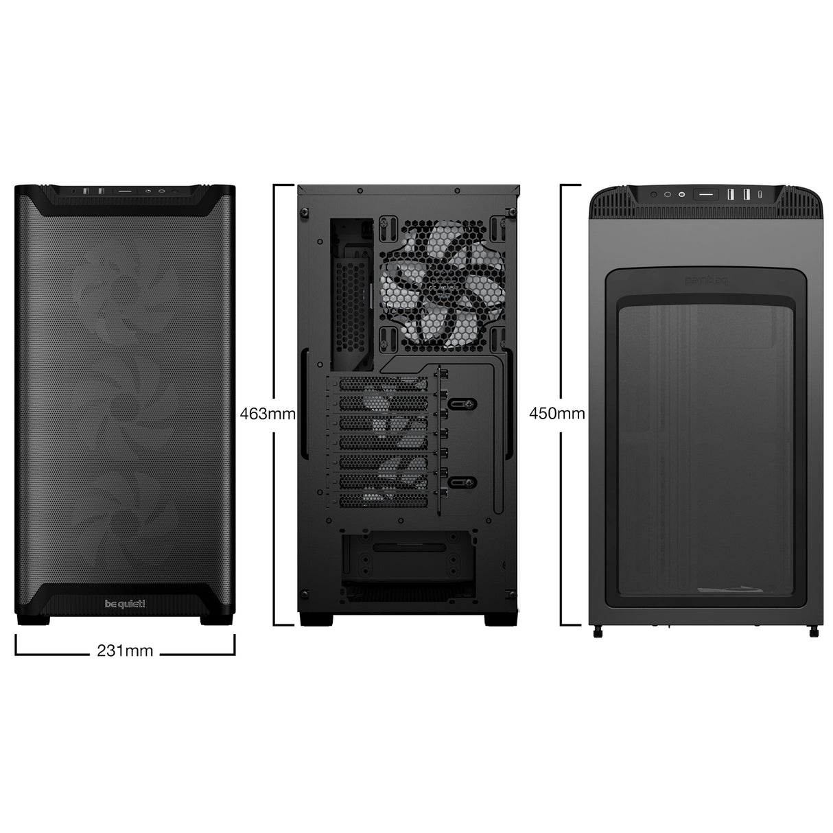be quiet! Pure Base 501 LX Airflow Window Black ATX Mid Tower Case with USB-A, USB-C, 4 x Light Wings LX Black ARGB PWM Fans